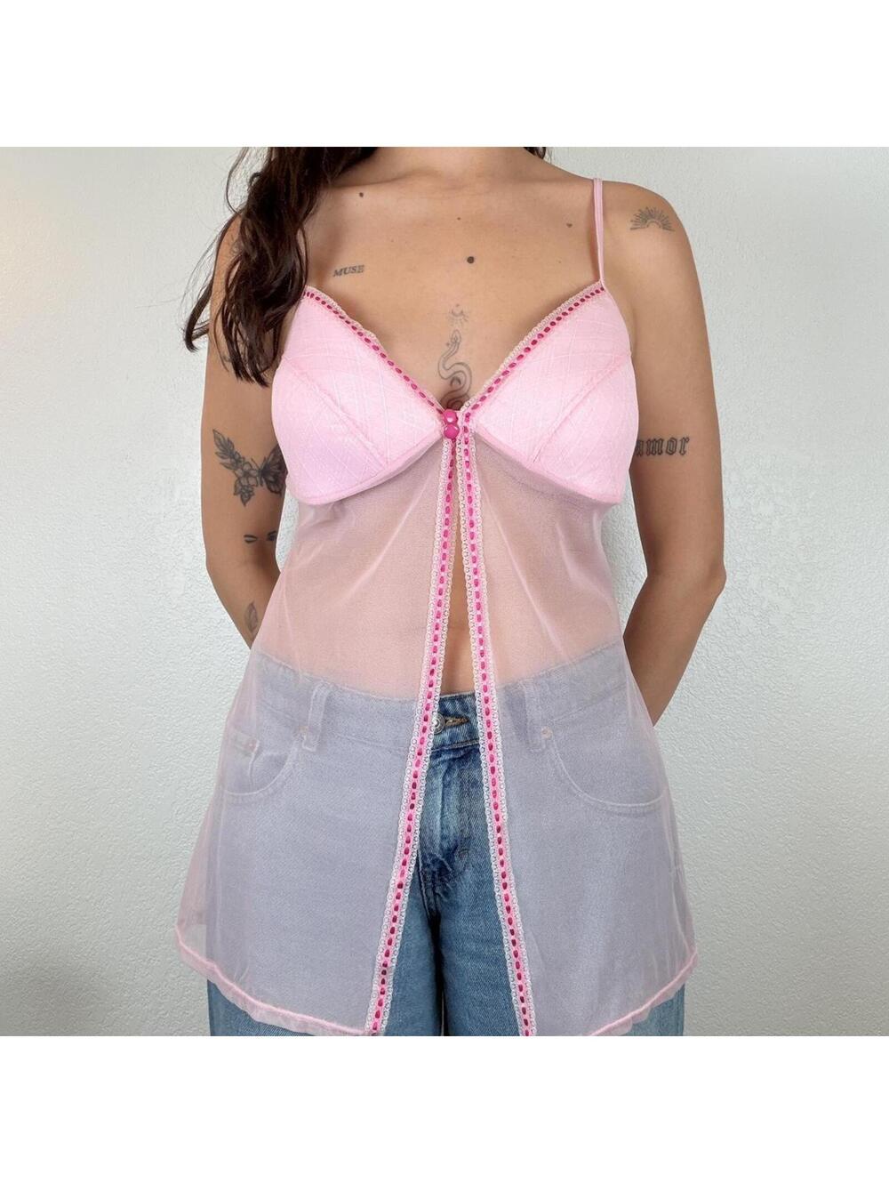 Pink Sheer Babydoll Top